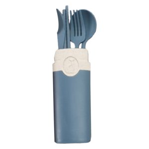 Helloworld 1 Set Cutlery Chopsticks Food Grade Dust-proof Wheat Straw Outdoor Students Dinnerware Set for Home