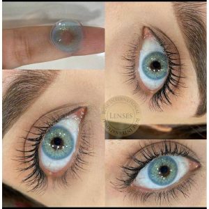 3 Tone Sky Blue Eye Lens - Soft Lenses - 1 Pair Unisex Color lens - Charming Big Eye lenses with free complete kit