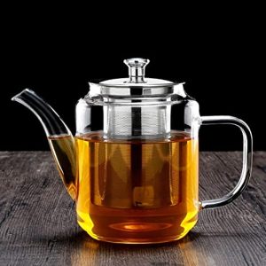 1100ml 1500ml Heat Resistant Glass Tea Pot -High Borosilicate Glass With Steel LID