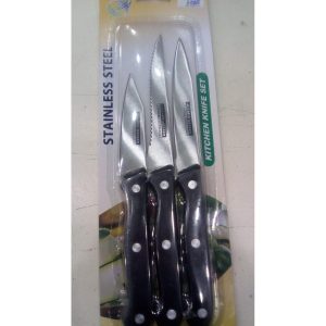 3 Piece Kitchen Knives Set- Black
