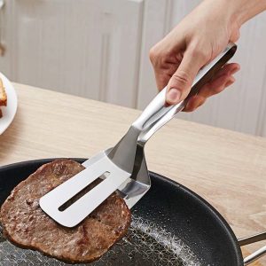 Double Sided Spatula Stainless Steel Food Flipping Clip