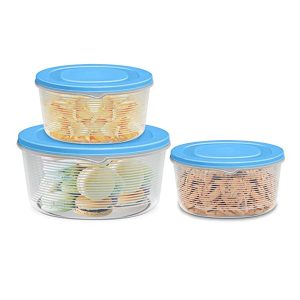 Luxury Mart 3 piece Bowl Set with Lids Kitchen Food Storage Containers, Plastic Airtight Nesting Stackable Meal Prep 3 Piece