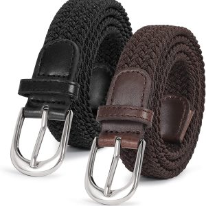 Real Rushed Adult Solid Casual Stretchable Adjustable Woven Elastic Belt for Mens, Women's Child Belts Multicolour
