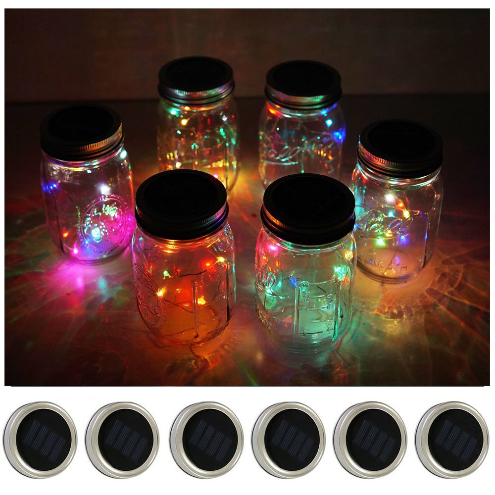 10 LEDs Mason Jar Lids Solar String Lights Waterproof for Party Garden Decor multicolor