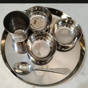 Indian thaali set 1 thaali 4 pyali 1 glass 1 spoon set heavy quality thali set