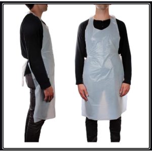 Pack of 20 Disposable Apron ( White Thin Plastic Sheet Kitchen Aprons )