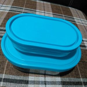 Set of 2 Box Pack Glass Air Tight Bowl , Jar Set With Plastic LID AARmarket IRAN 400 Gm + 800 GM