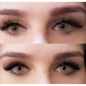 Pair of brown contact lens with free kit and water best quality