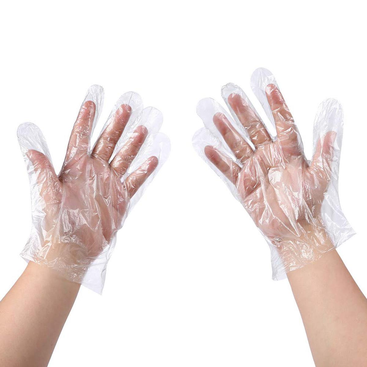 100pcs Disposable Gloves Clear Plastic Disposable Polyethylene Work Cleaning