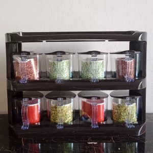 Mighty CROWN Spices Storage Organizer Masala Rack (12 in 1) With Spoons (colour Dark Brown)