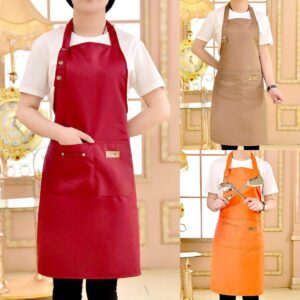 Apron with 2 Pockets Adjustable Bib Adjustable Neck Strap with Long Ties Apron for Kitchen
