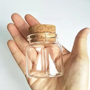 Pack of 2 Mini Empty Glass Bottle with Cork Stopper Message Jar Small Gift Containers For Wedding Party