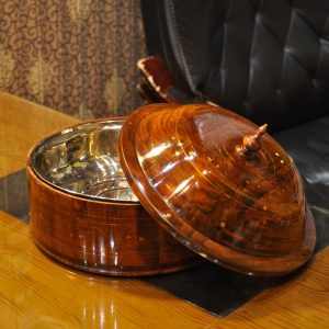 Wooden Hot Pot Brass Art Hand Crafted Kitchen & Dining Cookware