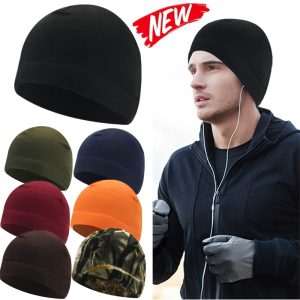 Women Men Trendy Warm Thin Cable Knit Fleece Warm Windproof Soft Beanie Hat for Jogging, Cycling, Outside Sports