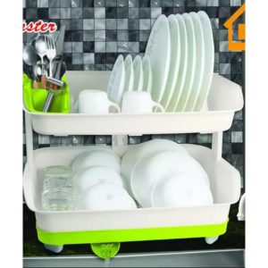 Double Layer Dish Rack with Water Drainer