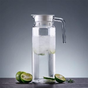 Premium Water and Juice Glass Jug Pitcher with lid, 1-Pcs, 1.1-Liter, Hot Cold Water Pitcher Water Jug