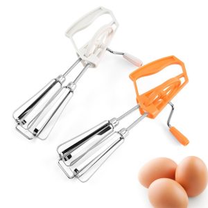 Stainless Steel Whisk, Rotary Hand Whisk Manual Whisk Double Egg Beater Rotary Handheld Egg Mixer for Baking Cooking