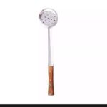 Spoons - Wooden Handle Spoon - Stainless Steel And Wooden Kitchen Cooking Spoons - Rice Spoon - Multipurpose Use [Pack of 1 27 cm length]
