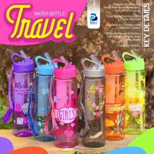 Travel Water Bottle with ice tube 600 ml - Different colors - beautiful lines written