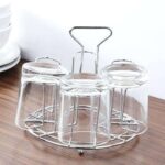 6 Cups Mug Glass Stand Holder stainless steel Cup Drying Rack Shelf Bottle Cup
