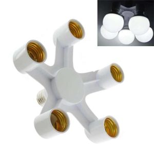 5 in 1 E27 Heads Lamp Bulb Holder Light Base LED Converter Adapter Socket Splitter