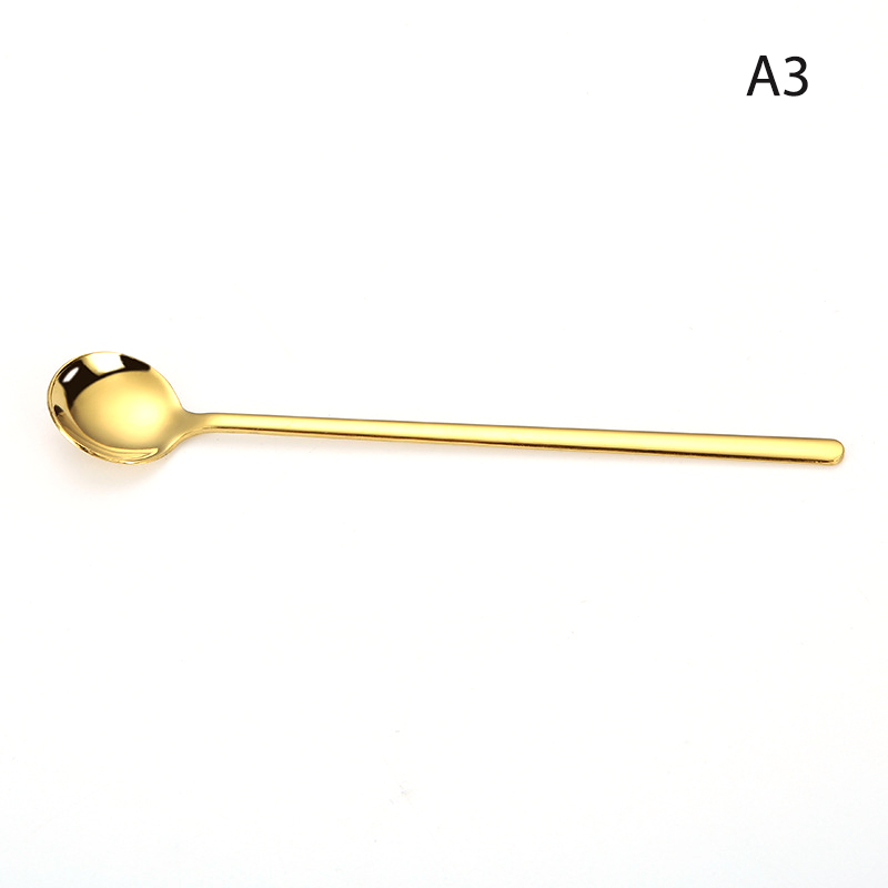 Rainbow Color Long Handle Stainless Steel Coffee Spoon Ice Cream Dessert Spoon