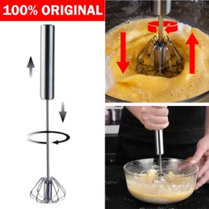 Stainless Steel Egg whisker Dishwasher safe Hand push egg whisker beater Effortless and efficient spin Fast blending and mixing 360