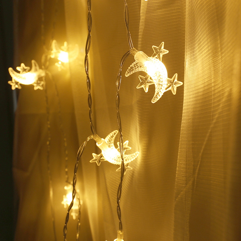 10LED Plastic Moon Shaped Decorative Light String,House Courtyard Christmas Lights