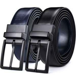 Revolvable Buckle Belt For Men Formal Business With Double Side Black Dark Brown