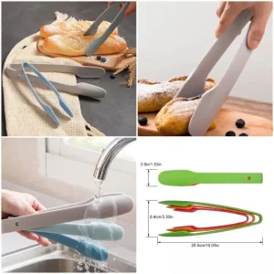 Non Stick Tong  Non Stick Chimta Spoon 3pcsSet Food Tongs Set Plastic Non-Stick Kitchen Tongs Utensil 3 in 1