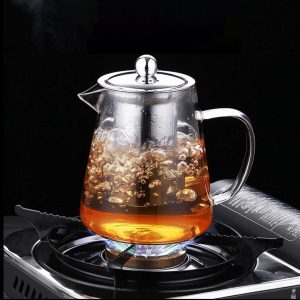 Glass Teapot Kettle with Infuser, Stovetop Safe & Microwave Safe Tea Pot Maker Set, Removable