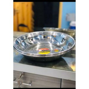 Paarat  Steel Plate  Steel Parat Tray Large Plate Paraat Thaal High Quality (14 inch Size)