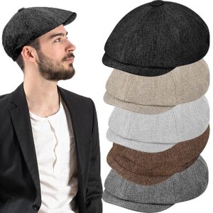 British Stripe Beret Hat British Style Classic Retro Newsboy Hats for Men and Women Universal Berets Cap Leisure Sports Sun Caps