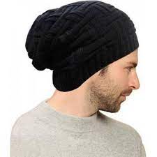 Black_Slouchy_woolen_Long_Beanie__Cap for Winter skull head Unisex Cap Fashion Luxury