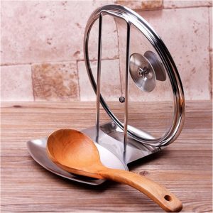 Stainless Steel Spoon Rest Pan Pot Cover Lid Stand Rack Storage