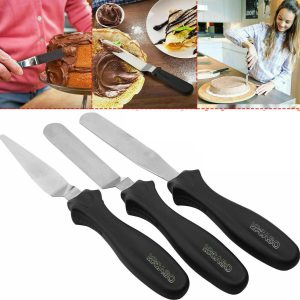 3pcs Cake Spatula Set Decorating Tools Stainless Steel Spatula Cake Cream Knife