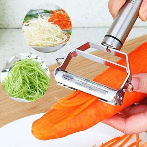 Julienne Peeler & Vegetable Peeler With Premium Ultra Sharp Stainless Steel Double Grater Kitchen