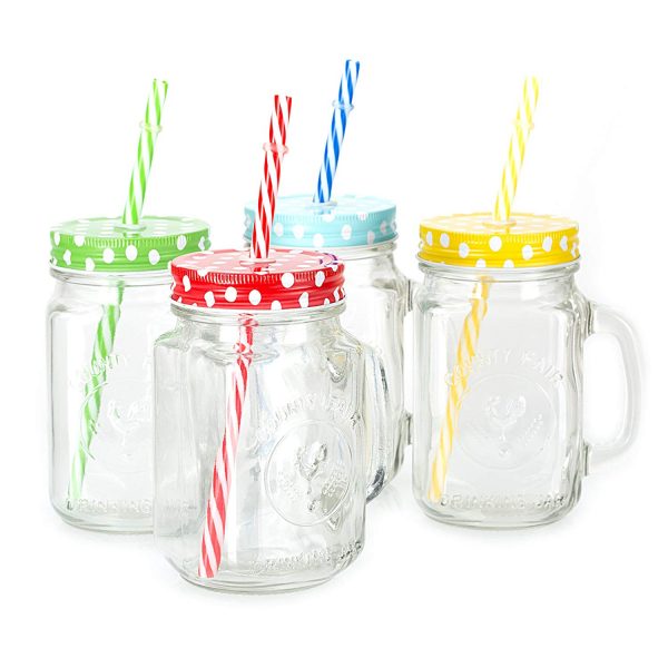 1 Pcs Mason Jar with Lid and Straw - 500 ML