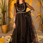 Maria B . - 3PC Organza Heavy Embroidered Shirt With Organza Digital Print Dupatta