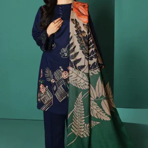 NISHAT - 3PC Dhanak Heavy Embroidered Shirt With Printed Printed Pashmina Shawl