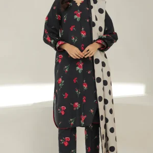 Baroque- 3PC Lawn Digital Printed Shirt With Printed Voil Dupatta 1