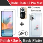 Pack of 2 - Xiaomi Redmi Note 10 Pro  10 Pro Max - Polished tempered glass protector + Back Camera Lens Glass Protector