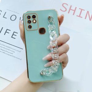 Infinix Hot 10 Mobile phone case laser transparent colorful chain bracelet straight side soft and hard case