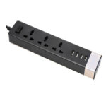 Remax RU-S2 4 USB Ports Hub and 3 Universal Plug 4.2A Power Strip - Black