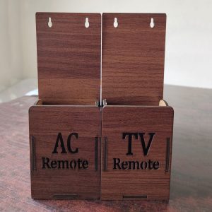 Pack of 2 Universal TV AC Remote Holder Wall Mounted Wooden Stand