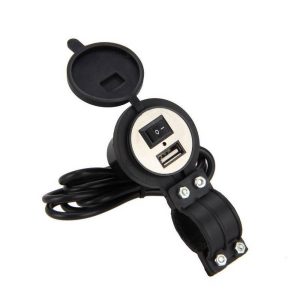 Bikes 12V Motorcycle Mobile Phone USB Charger Port Power Adapter Socket Waterproof Hot (Black)