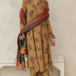 Baroque- 3PC Lawn Digital Printed Shirt With Printed Voil Dupatta