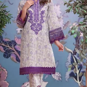 Jade- 2PC Lawn Neckline Printed Shirt With Printed Trouser