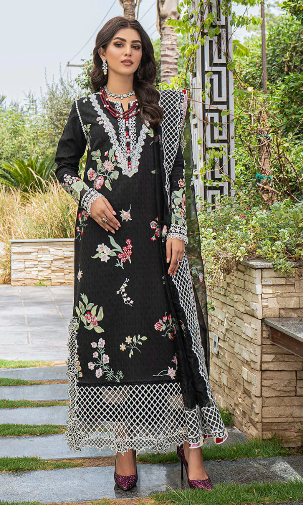 Mushq - 3PC Lawn Heavy Embroidered Shirt With Bamber Chiffon Embroidered Dupatta