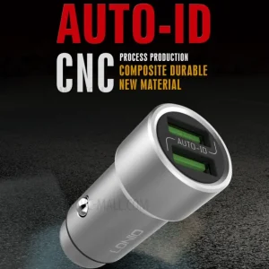 C302 DUAL PORT USB CAR CHARGER 5A 3.6A SMART & QUICK MICRO USB CABLE silver